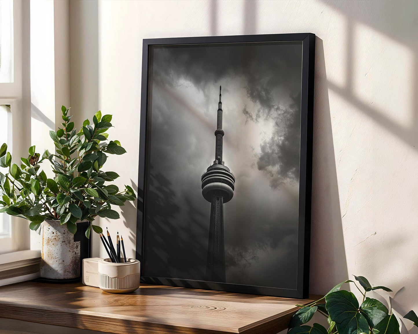 World Landmark | CN Tower Print | Toronto Skyline Photography, Minimalist Urban Decor wall art print, black and white architectural poster, minimalist modern Scandinavian wall decor, Monohaus