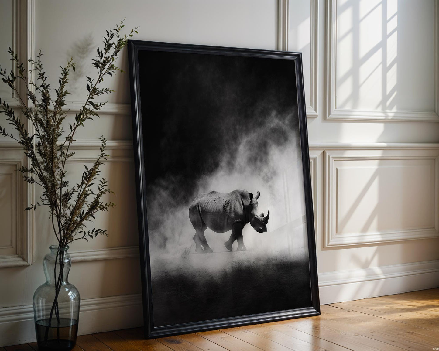 Wildlife Poster | Rhino Print | Minimalist Black & White Safari Photography wall art print, minimalist black and white poster, modern Scandinavian wall decor, Monohaus