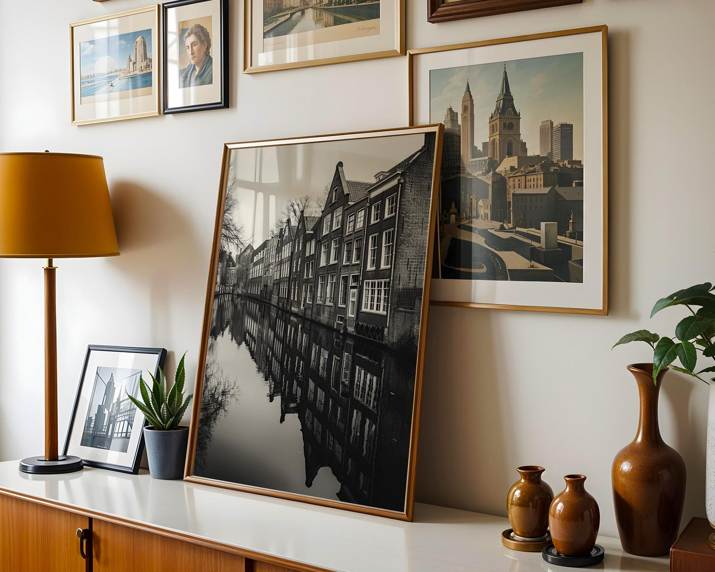 World Landmark | Amsterdam Canal Black and White Photography Print | Minimalist Home Decor wall art print, minimalist black and white poster, modern Scandinavian wall decor, Monohaus