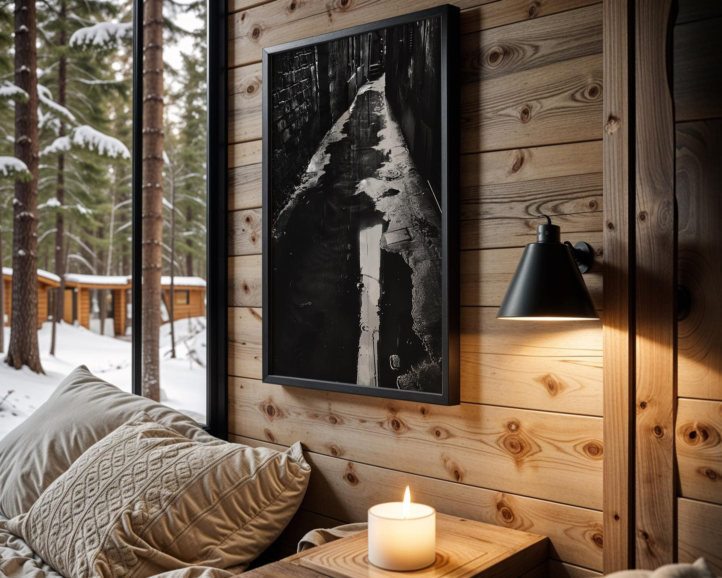 Urban Photography | Black and White Alleyway Fine Art Print | Urban Reflection black and white photo print, minimalist monochrome wall art poster for modern interiors, Monohaus