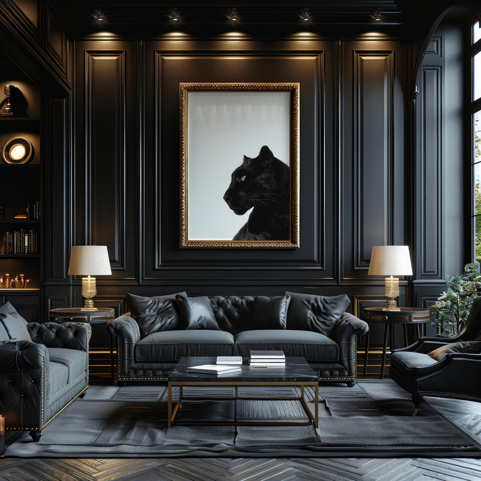 Designer Wall Art | Black Panther Print | Minimalist Animal Art, Monochrome Poster wall art print, minimalist black and white poster, modern Scandinavian wall decor, Monohaus