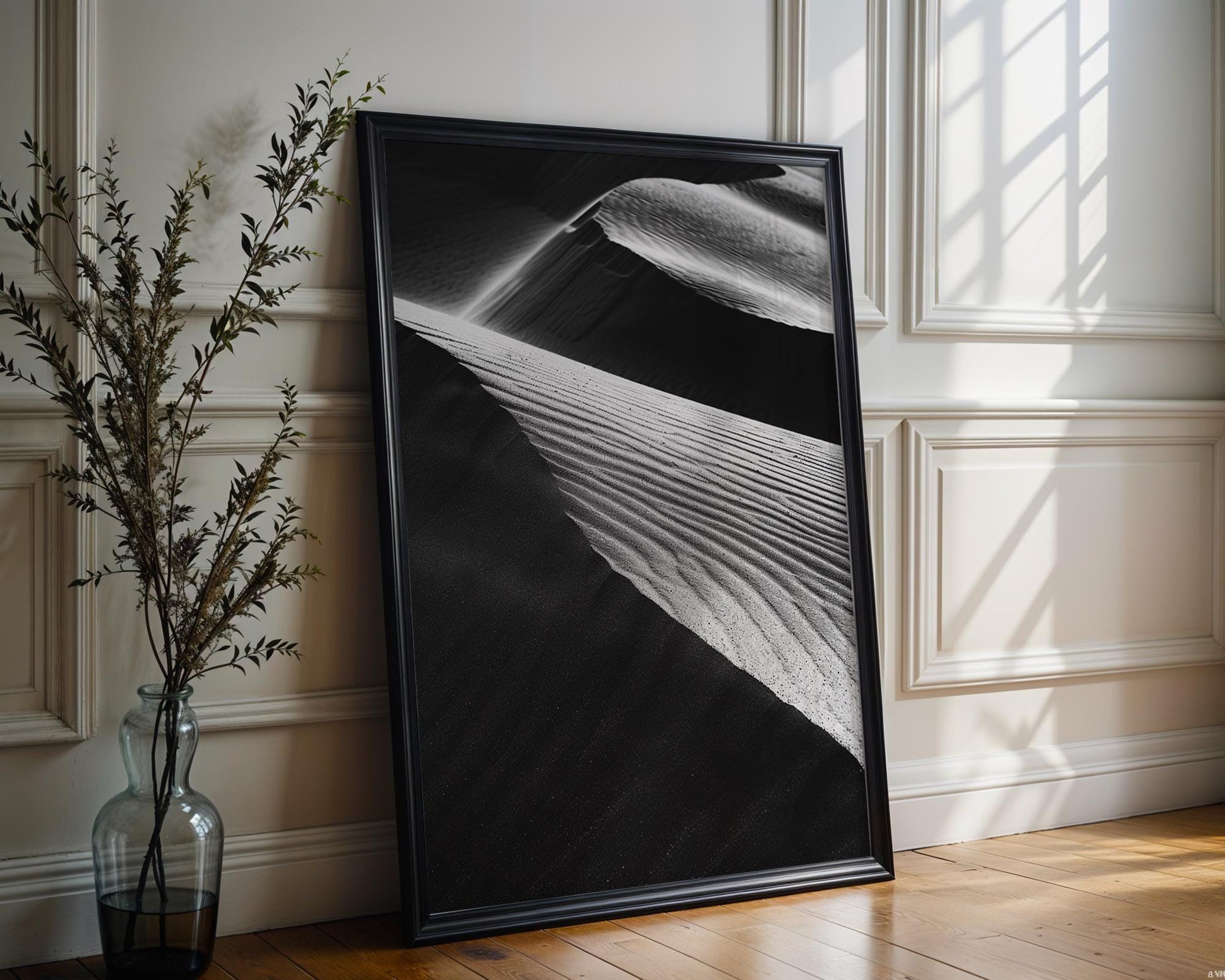 Botanical Photo | Monochrome Dune Texture Print | Minimalist Desert Landscape Art wall art print, minimalist black and white poster, modern Scandinavian wall decor, Monohaus