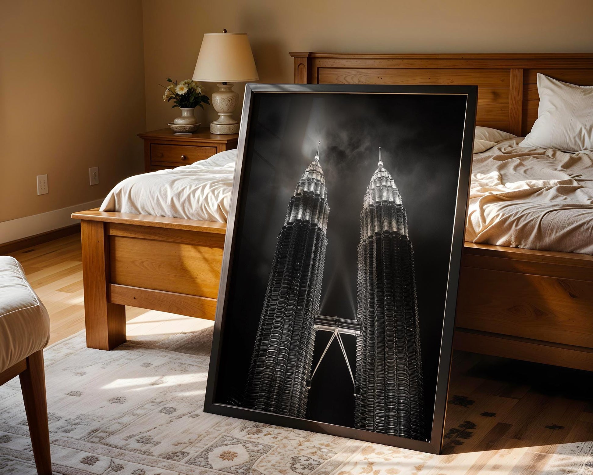 World Landmark | Petronas Towers Photography Print | Kuala Lumpur Black and White Skyline Art wall art print, minimalist black and white poster, modern Scandinavian wall decor, Monohaus