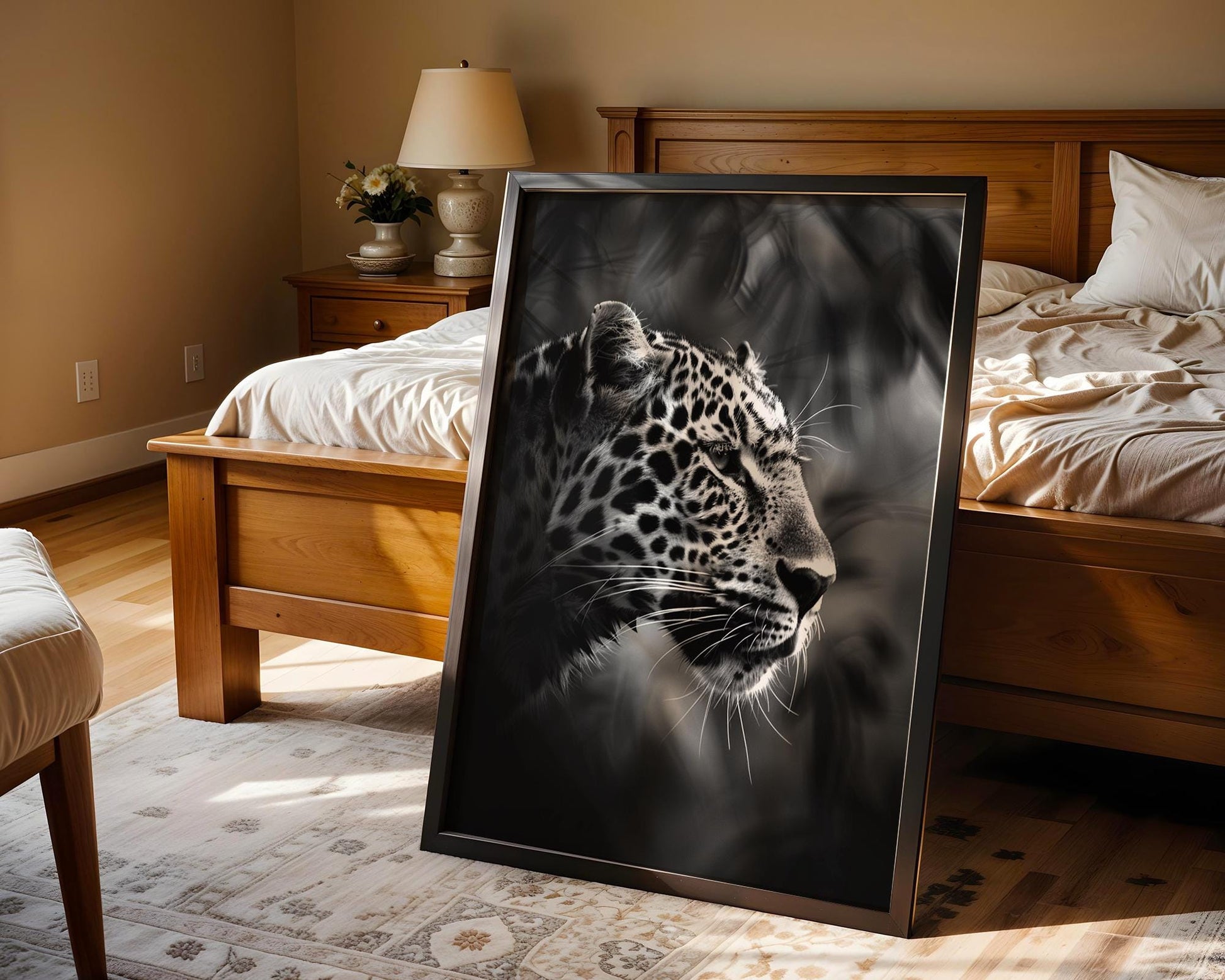 Wildlife Poster | Leopard Photography Print | Minimalist Safari Wall Art wall art print, minimalist black and white poster, modern Scandinavian wall decor, Monohaus