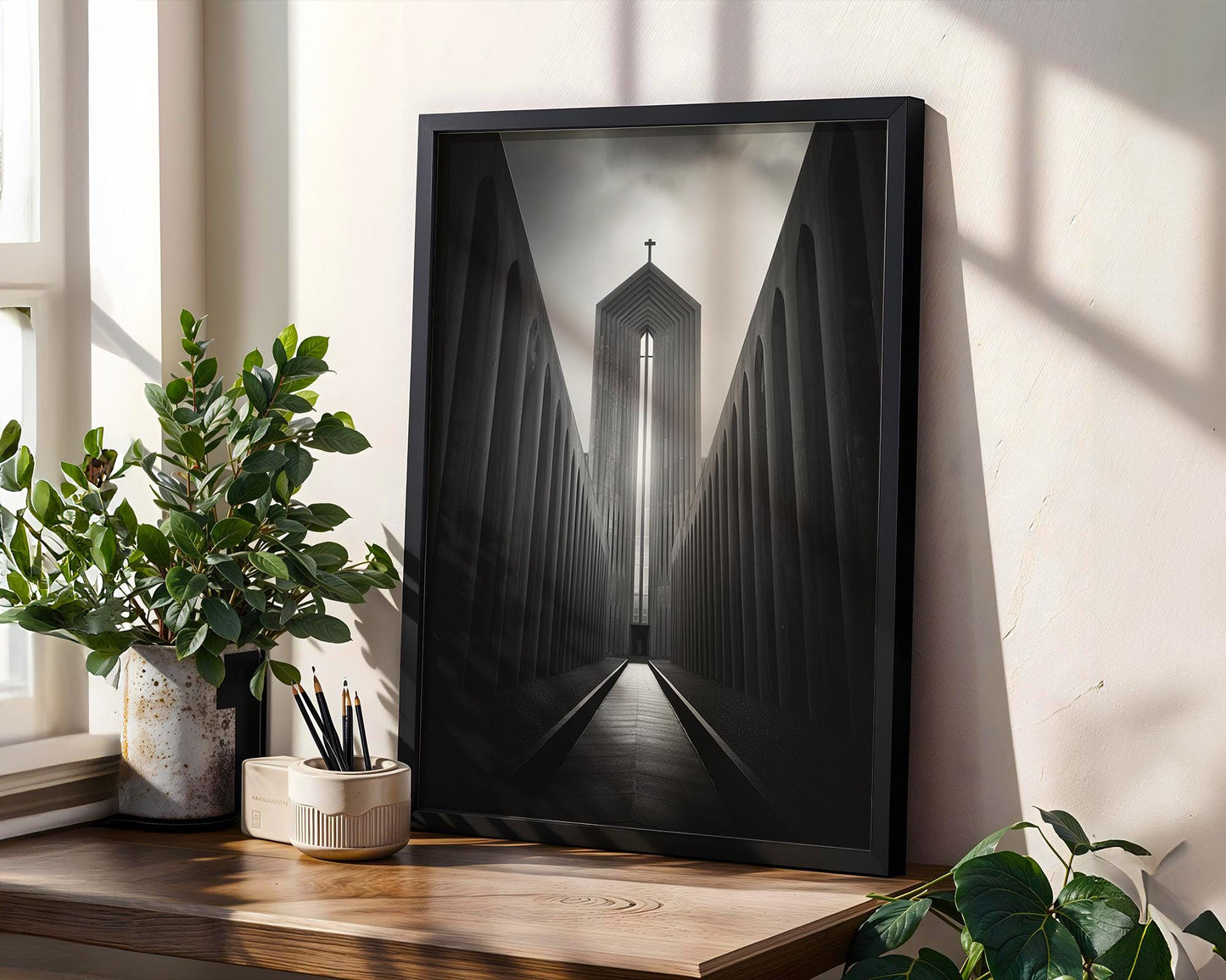 World Landmark | Modern Church Architecture Print | Minimalist Black and White Photography
