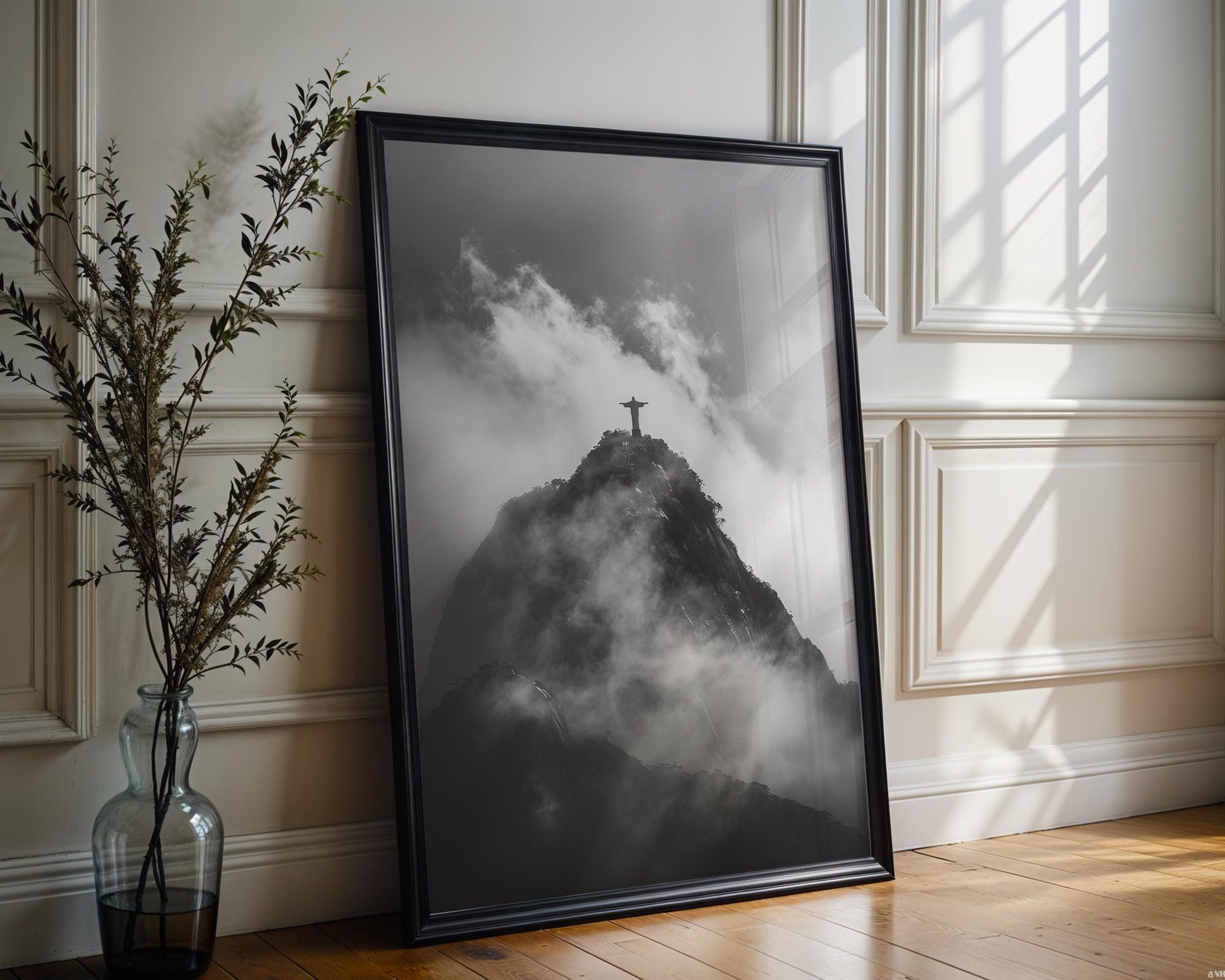 World Landmark | Christ the Redeemer Print | Rio de Janeiro, Brazil Black and White Photography wall art print, minimalist black and white poster, modern Scandinavian wall decor, Monohaus