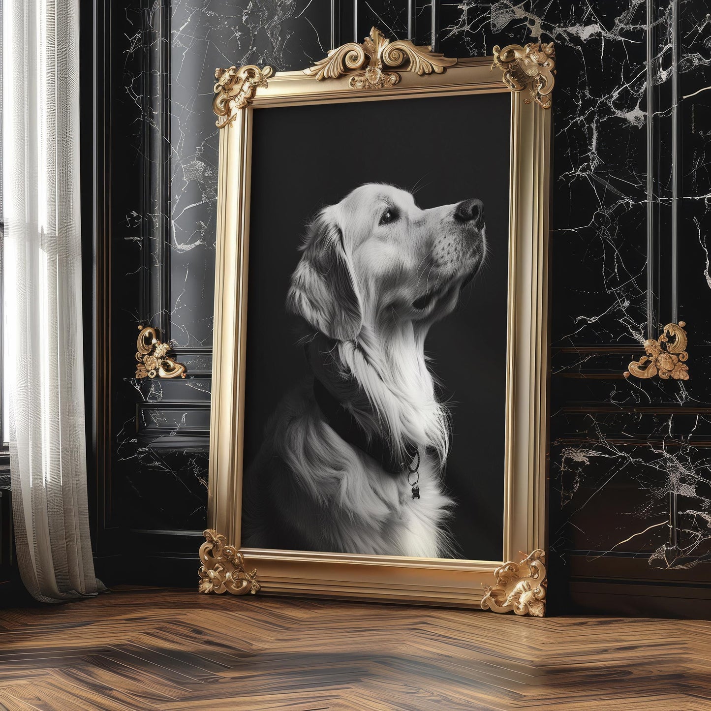 Dog Photography Golden Retriever Portrait Print | Fine Art , Modern Minimalist Decor wall art print, minimalist black and white poster, modern Scandinavian wall decor, Monohaus