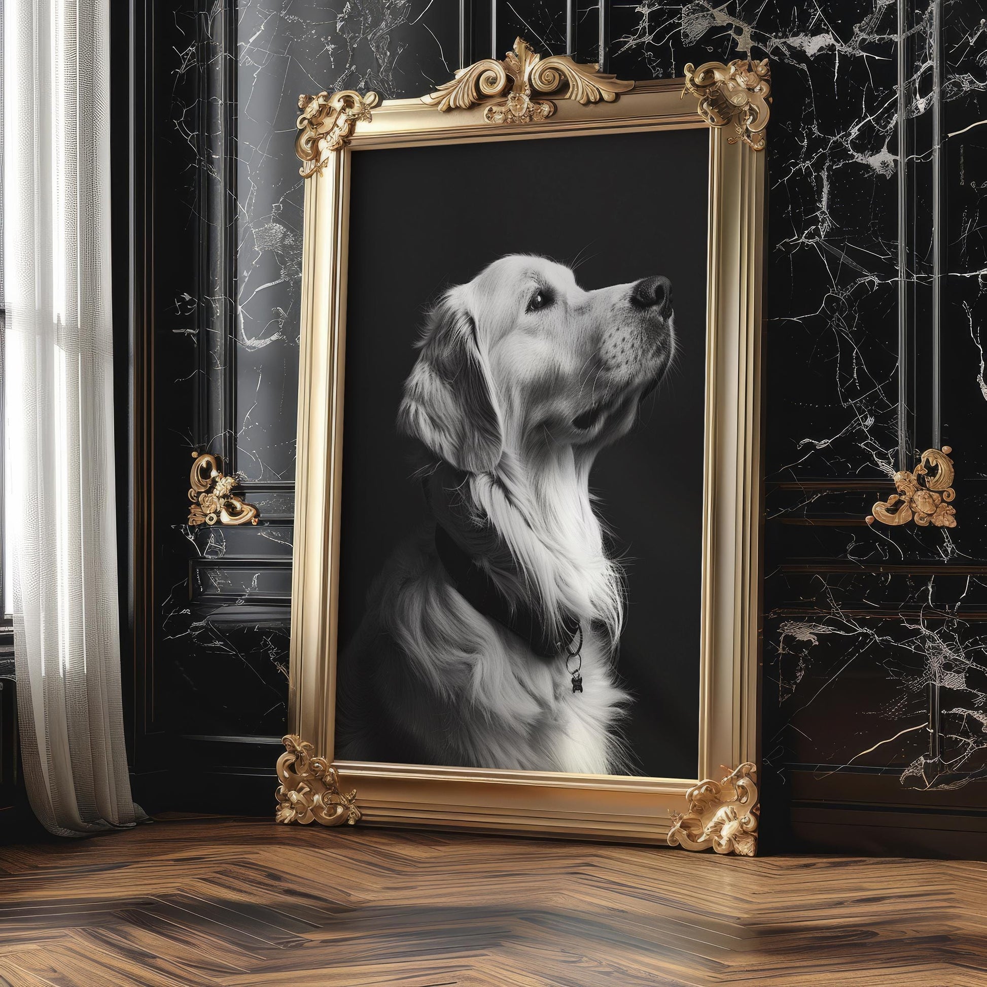 Dog Photography Golden Retriever Portrait Print | Fine Art , Modern Minimalist Decor wall art print, minimalist black and white poster, modern Scandinavian wall decor, Monohaus