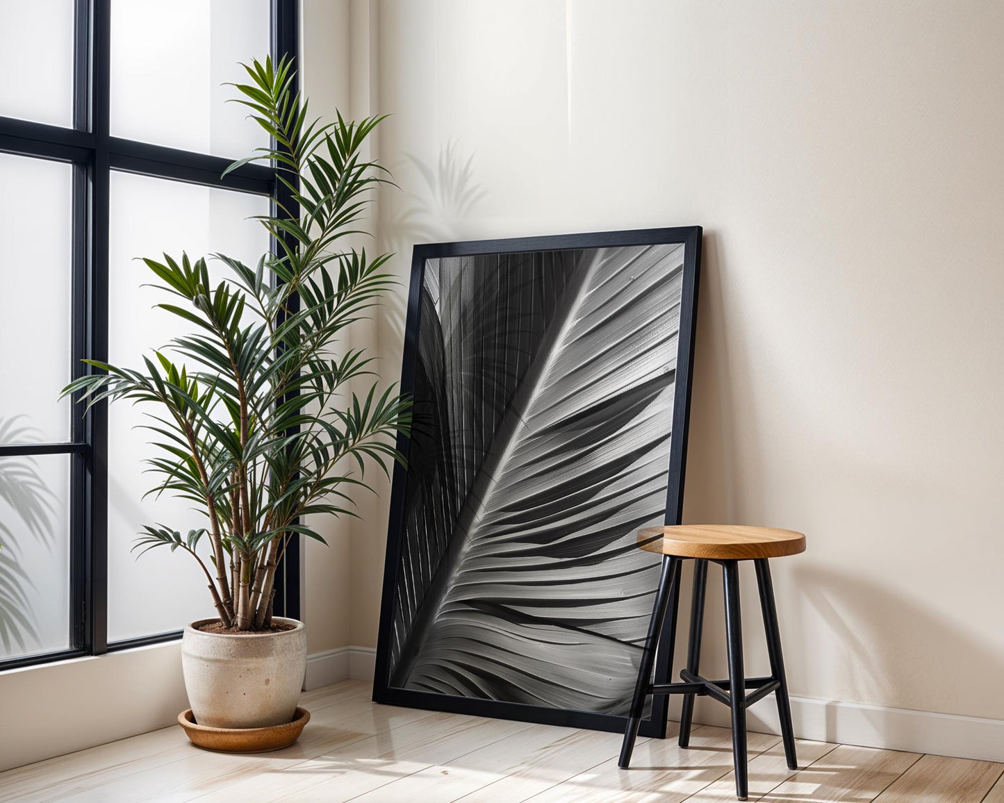 Botanical Photo | Tropical Banana Leaf Art Print | Minimal Wall Art Black & White  Home Decor | Abstract Jungle Plant Bathroom Poster abstract wall art print, geometric minimalist poster, modern Scandinavian decor, Monohaus