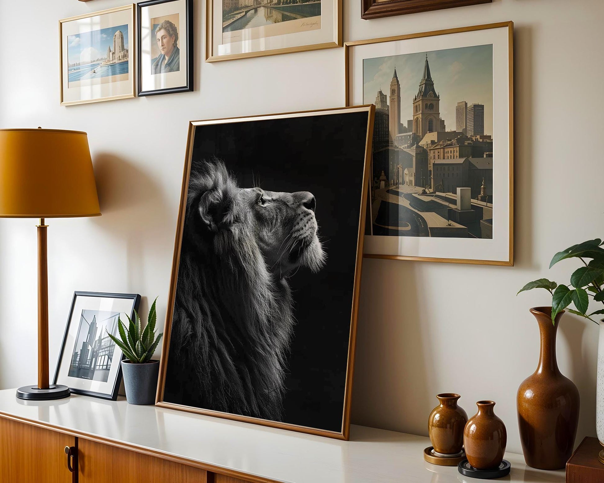 Wildlife Poster | Lion Profile Art Print | Black & White Photography, Modern Minimalist Decor wall art print, minimalist black and white poster, modern Scandinavian wall decor, Monohaus