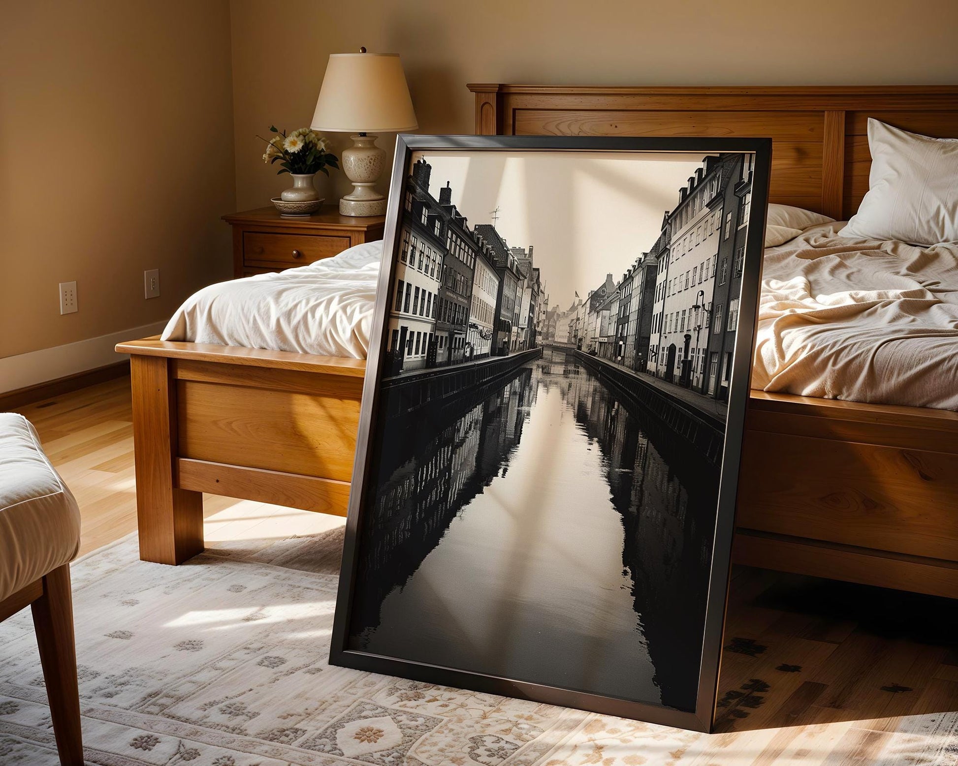 World Landmark | Copenhagen Canal Black and White Photography | Scandinavian Wall Art wall art print, minimalist black and white poster, modern Scandinavian wall decor, Monohaus