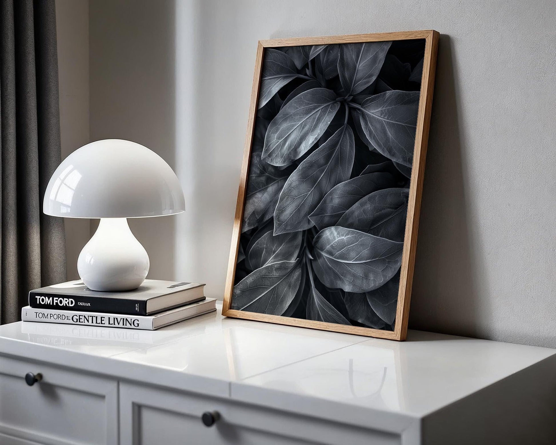 Botanical Photo | Dark  Leaves | Black and White Fine Art Photography | Minimal Nature Wall Art | Monochrome Home Decor | Modern Wall Print wall art print, minimalist black and white poster, modern Scandinavian wall decor, Monohaus