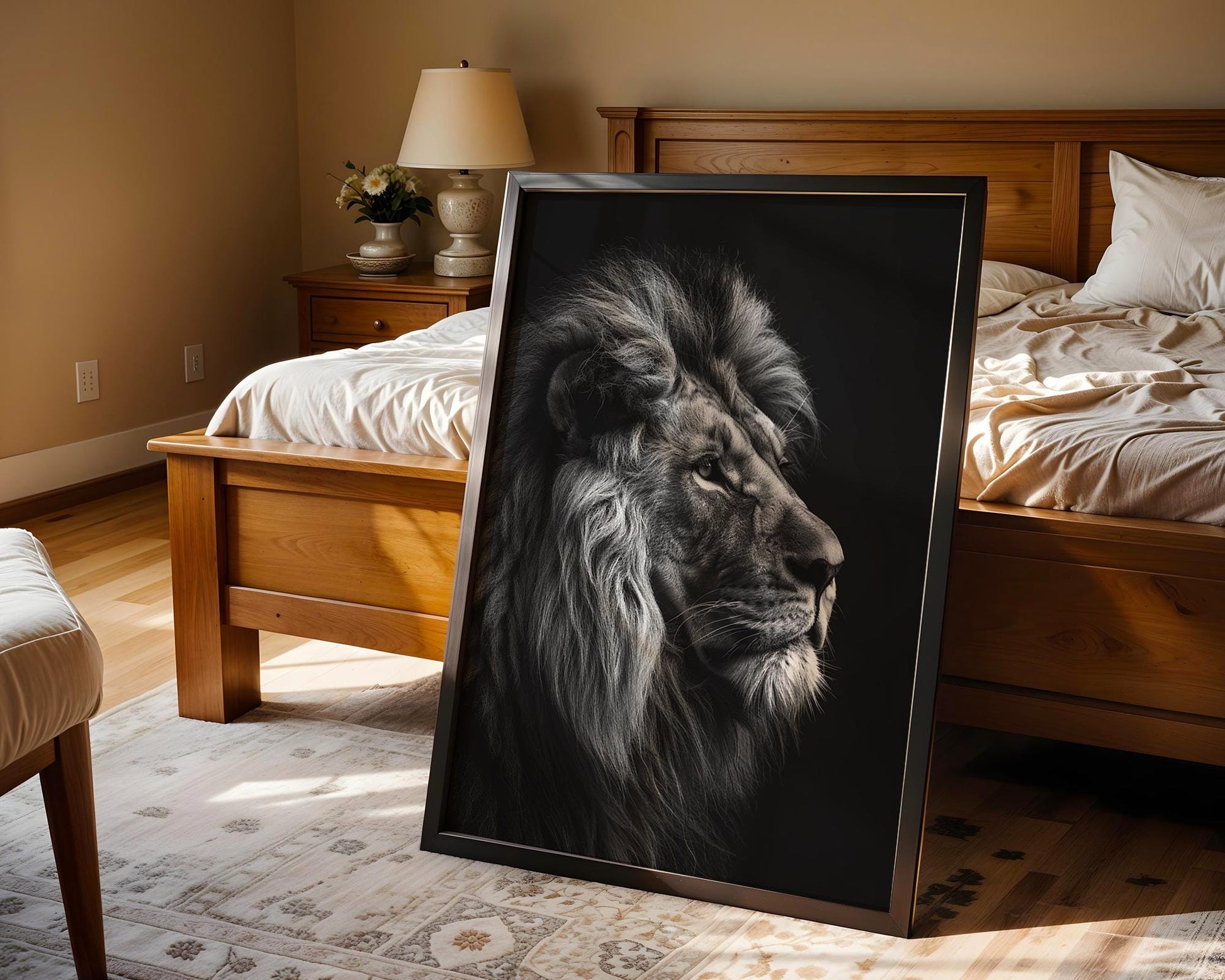 Wildlife Poster | Minimalist Lion Portrait Print | Black & White Photography wall art print, minimalist black and white poster, modern Scandinavian wall decor, Monohaus