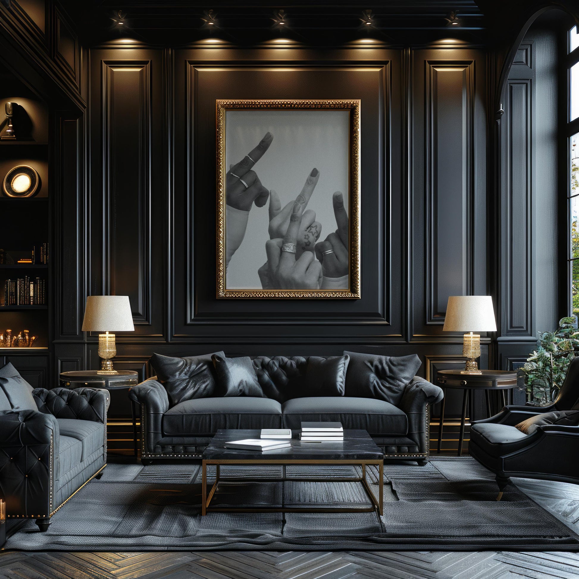 Designer Wall Art | Rock & Roll Hands Print | Edgy Black and White Photography wall art print, minimalist black and white poster, modern Scandinavian wall decor, Monohaus