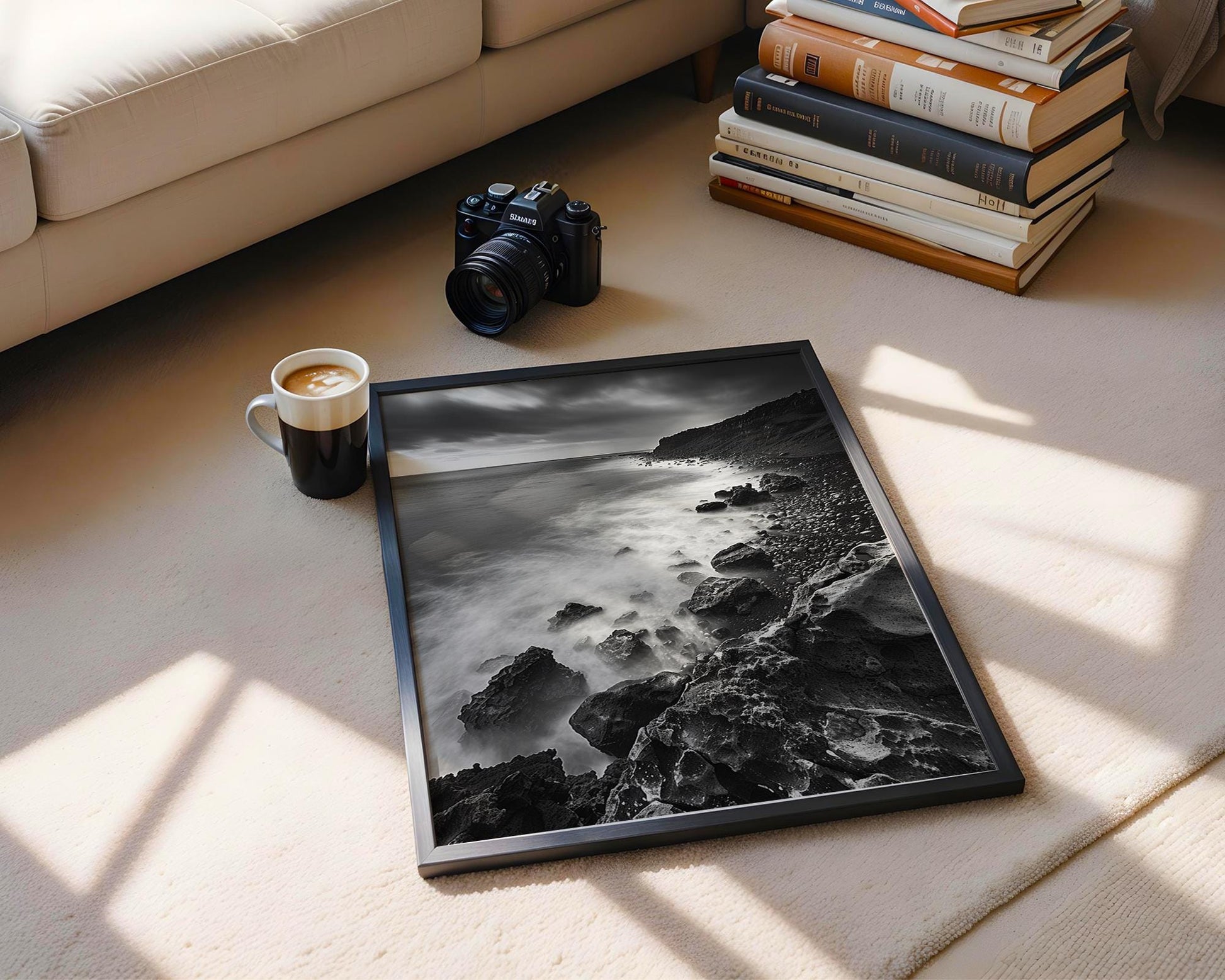 World Landmark | Iceland Seascape Photography Print | Reykjanes Peninsula Black and White Wall Art wall art print, minimalist black and white poster, modern Scandinavian wall decor, Monohaus