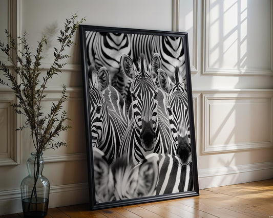 Wildlife Poster | Zebra Herd Photography Print • Minimalist Black & White Safari Wall Art wall art print, minimalist black and white poster, modern Scandinavian wall decor, Monohaus