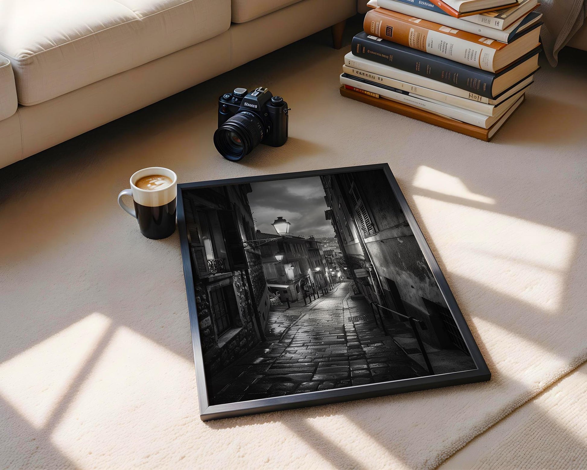 World Landmark | Nice France Print, Black & White Photography, European Street Art black and white photo print, minimalist monochrome wall art poster for modern interiors, Monohaus