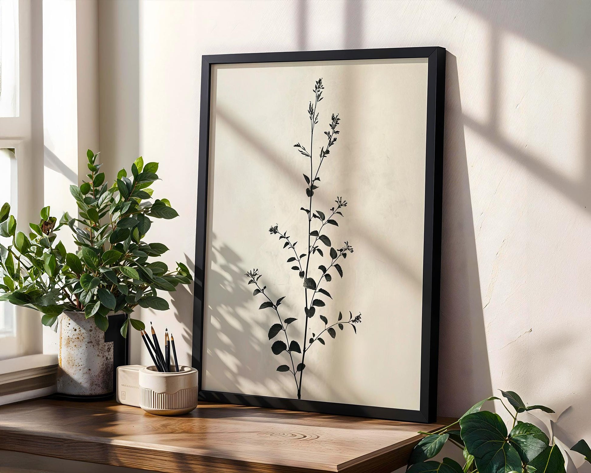 Botanical Photo | Silhouette Art Print | Minimalist Black & White Photography wall art print, minimalist black and white poster, modern Scandinavian wall decor, Monohaus