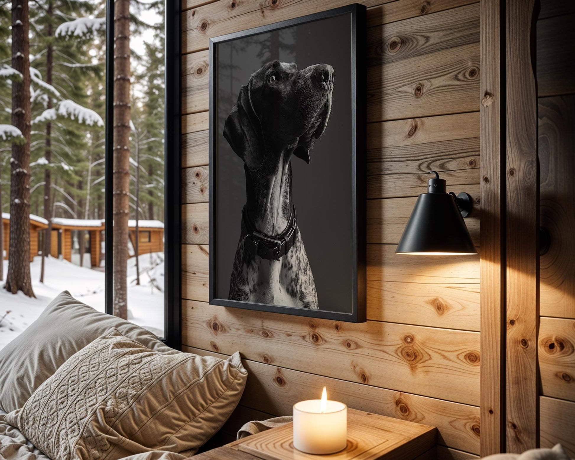 Dog Photography German Shorthaired Pointer Print | Modern Pet Portrait, Studded Collar wall art print, minimalist black and white poster, modern Scandinavian wall decor, Monohaus