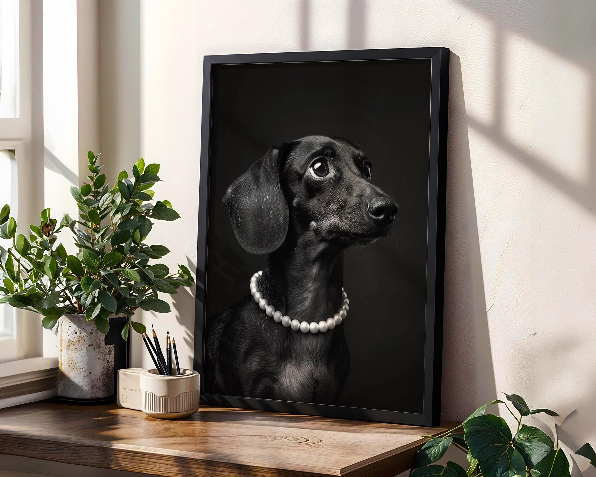 Dog Photography Dachshund Pet Art Print | Minimal Poster Black & White wall art print, minimalist black and white poster, modern Scandinavian wall decor, Monohaus
