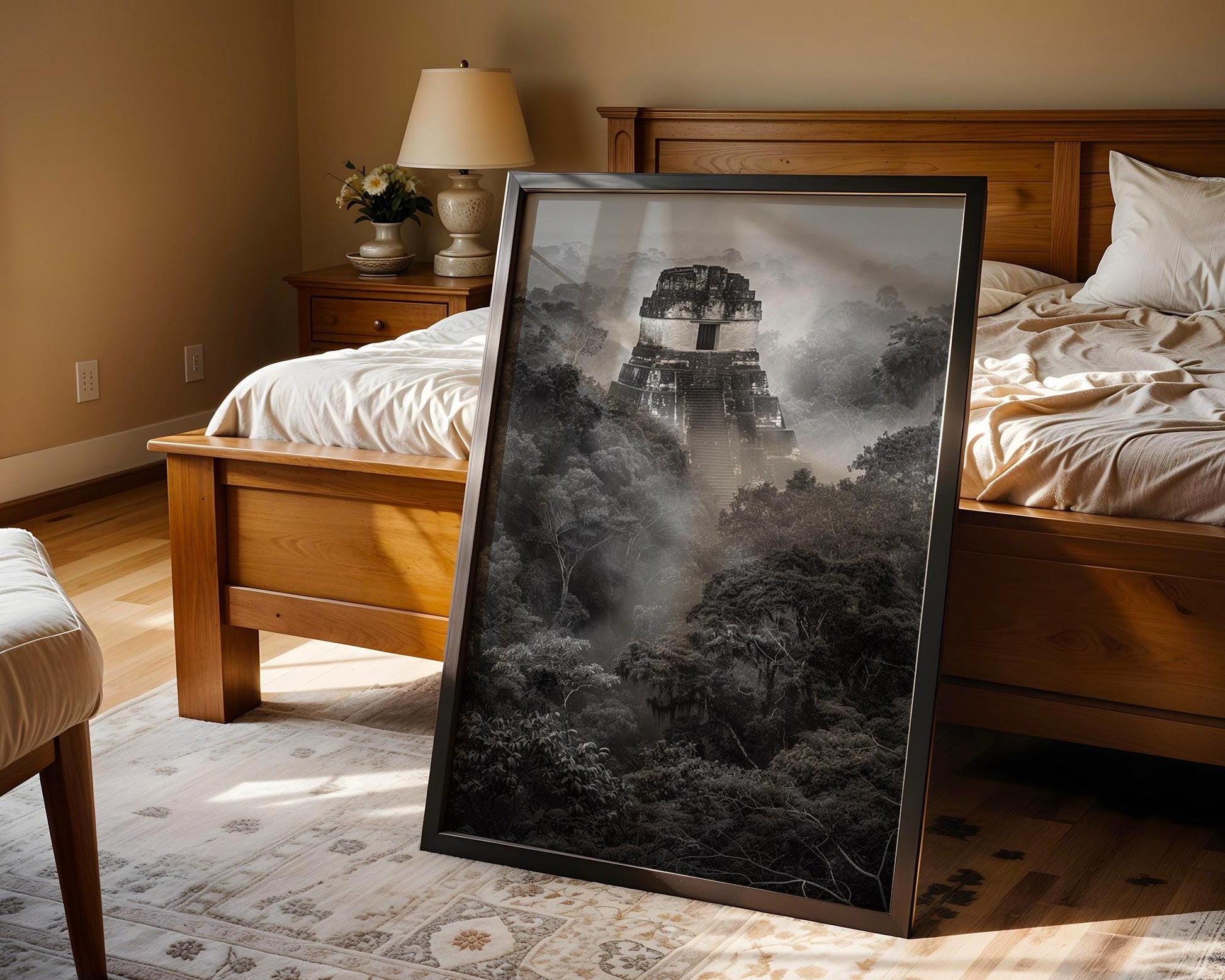 World Landmark | Tikal Temple Black and White Photography | Guatemala Jungle Art Print wall art print, minimalist black and white poster, modern Scandinavian wall decor, Monohaus