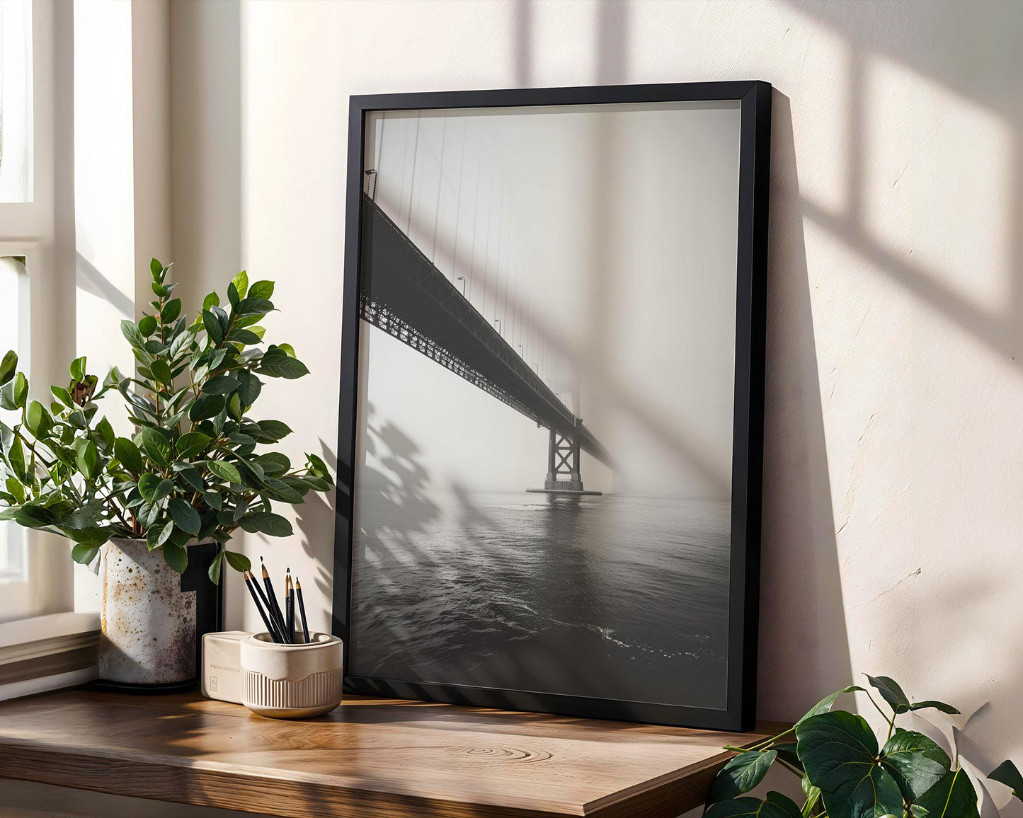 World Landmark | Golden Gate Bridge Print | San Francisco Black and White Photography wall art print, minimalist black and white poster, modern Scandinavian wall decor, Monohaus