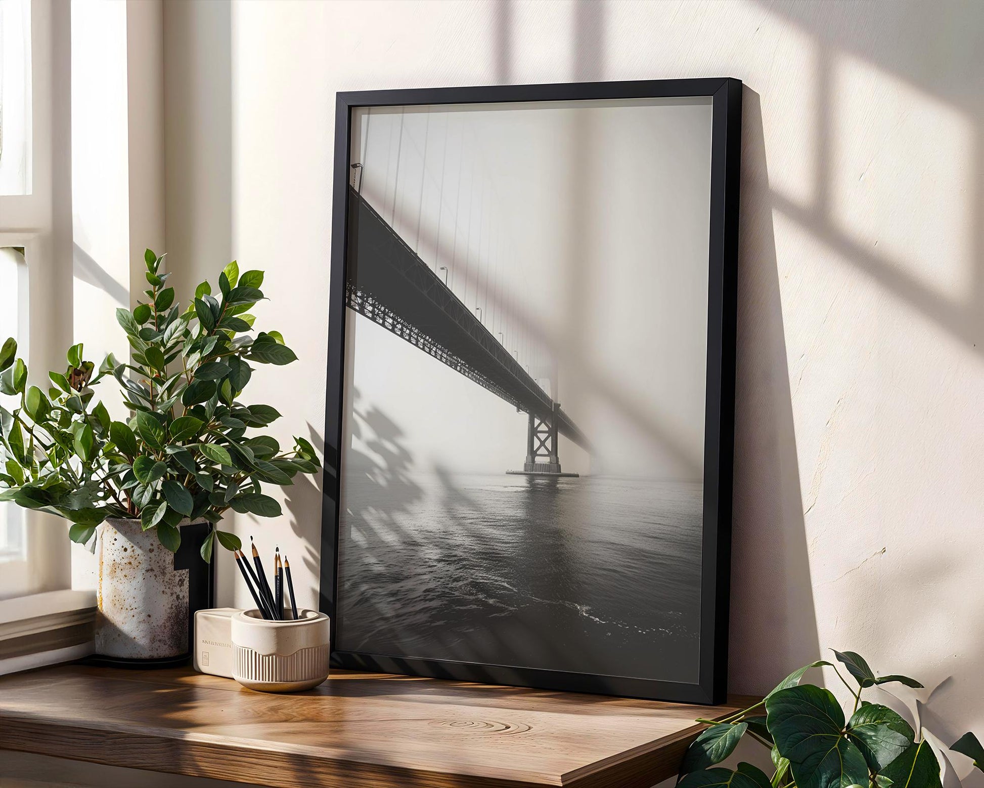 World Landmark | Golden Gate Bridge Print | San Francisco Black and White Photography wall art print, minimalist black and white poster, modern Scandinavian wall decor, Monohaus