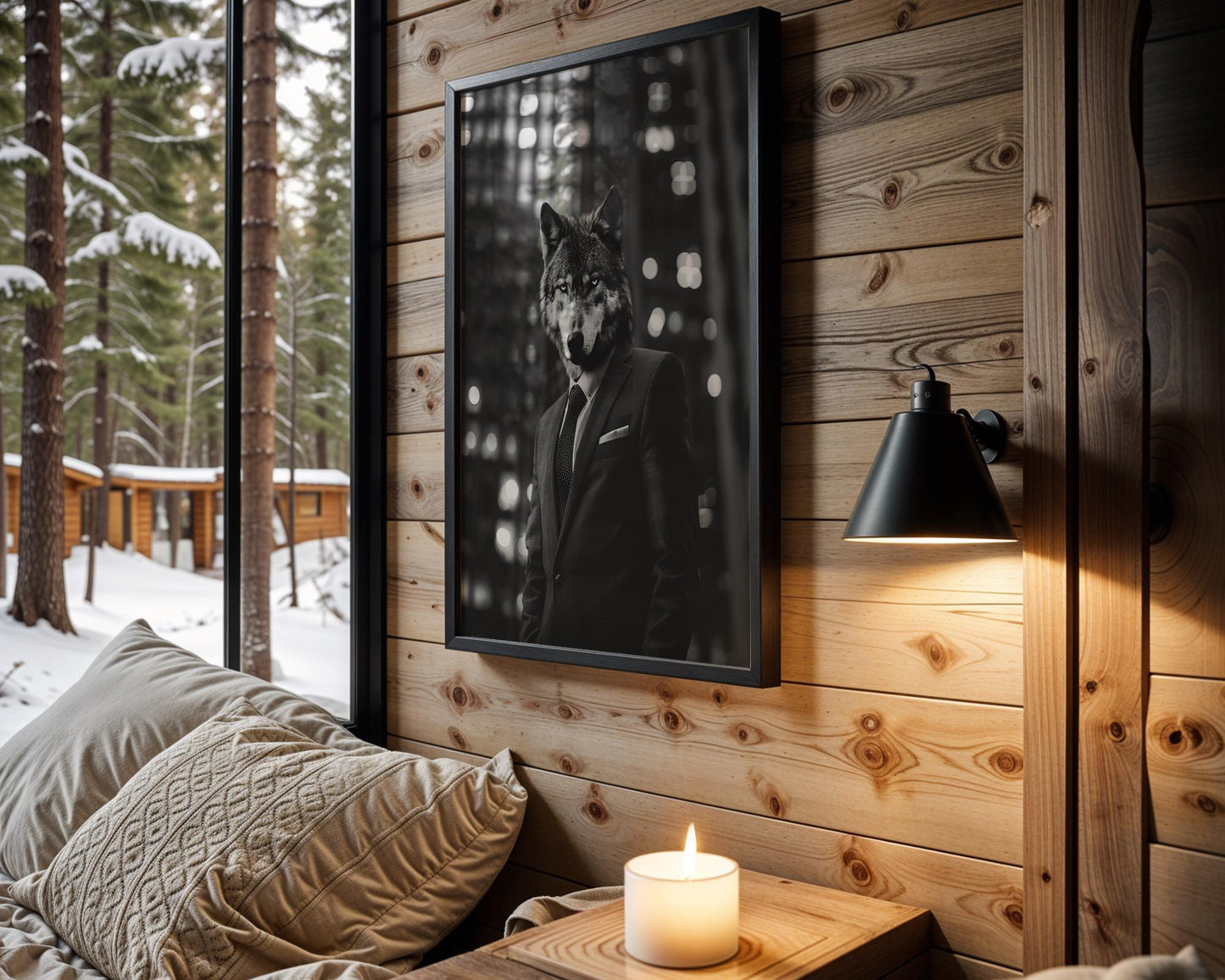 Designer Wall Art | Wolf Black and White Photography | Modern Home Decor wall art print, minimalist black and white poster, modern Scandinavian wall decor, Monohaus