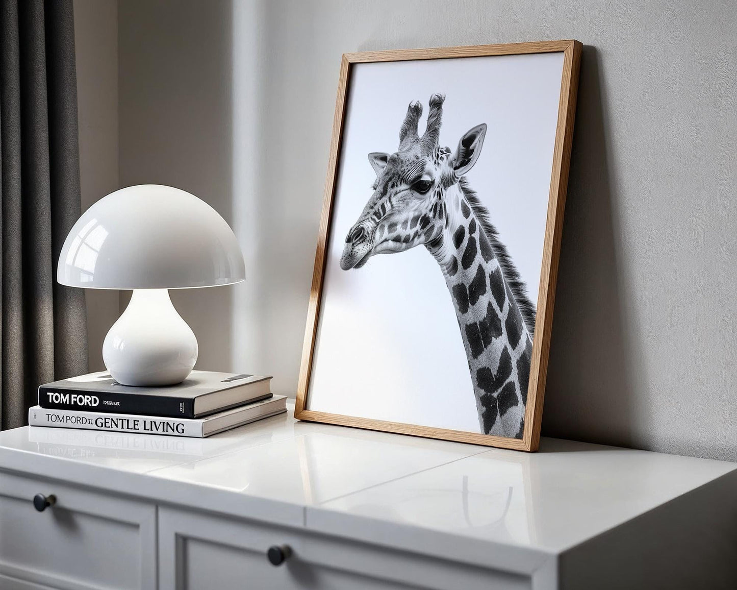 Wildlife Poster | Giraffe Portrait Print | Minimalist Black & White Photography wall art print, minimalist black and white poster, modern Scandinavian wall decor, Monohaus