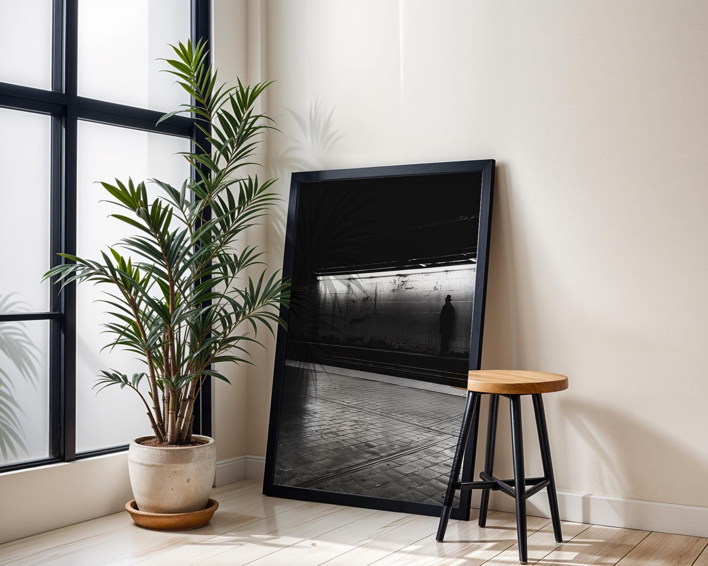 Minimal Wall Art The Watcher | Black and White Subway Photography wall art print, black and white architectural poster, minimalist modern Scandinavian wall decor, Monohaus