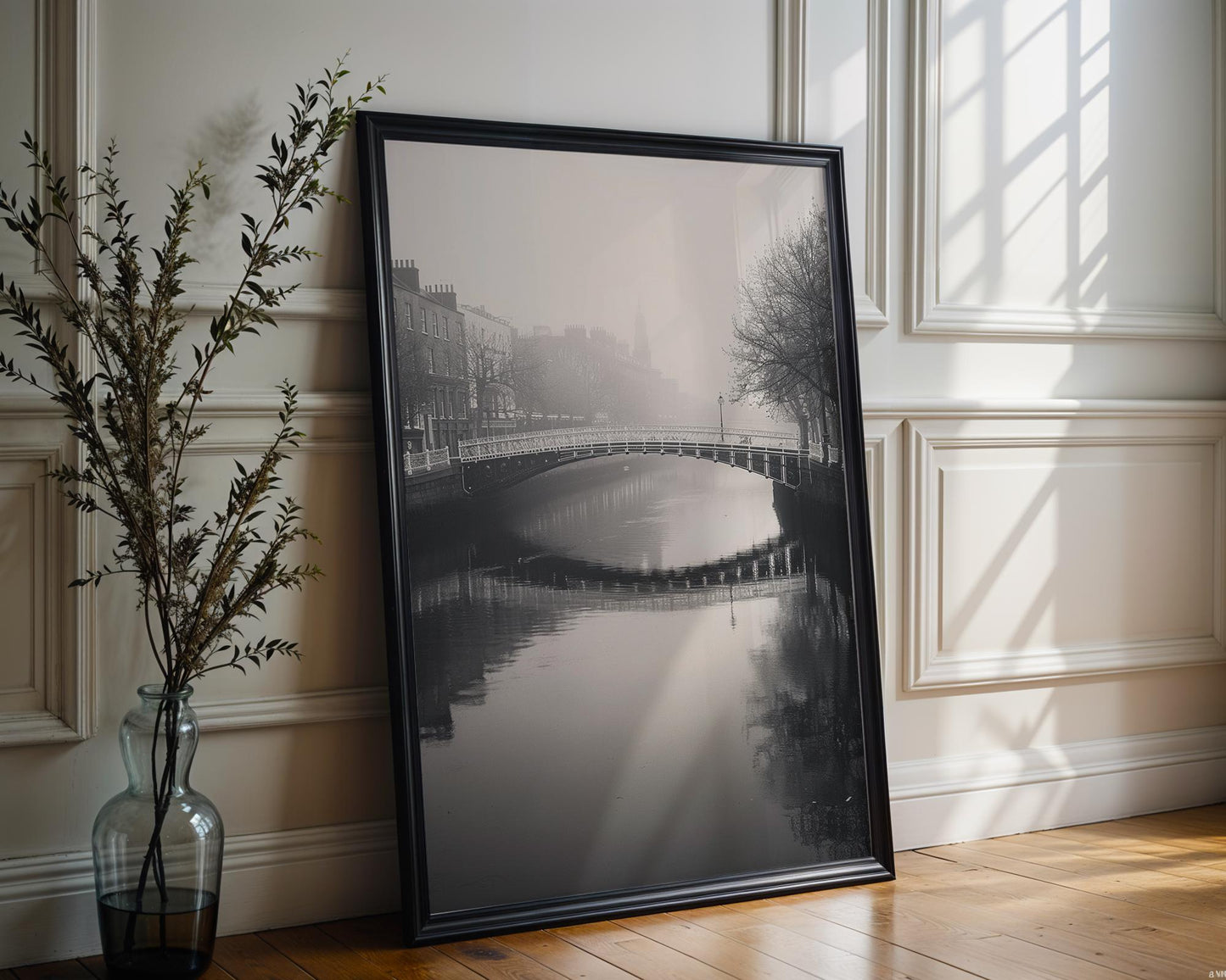 World Landmark | River Liffey Dublin Print | Black and White Minimalist Photography wall art print, minimalist black and white poster, modern Scandinavian wall decor, Monohaus