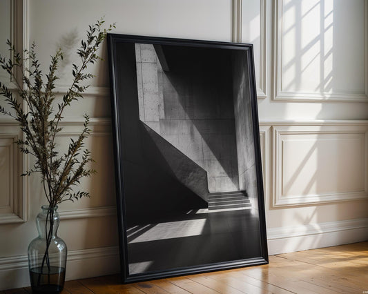 Urban Photography | Minimalist Concrete Staircase Art | Architecture Home Decor wall art print, black and white architectural poster, minimalist modern Scandinavian wall decor, Monohaus