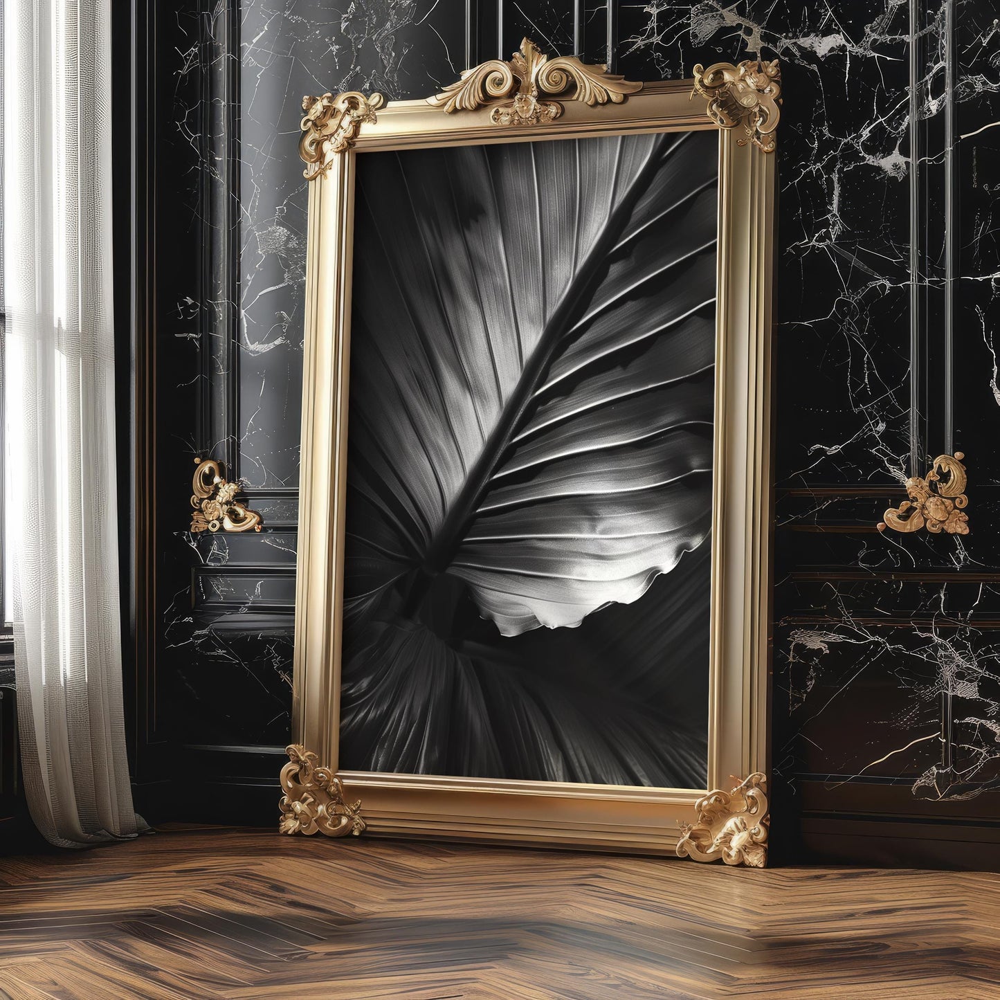 Botanical Photo | Tropical Leaf Macro Print | Black & White Home Decor wall art print, minimalist black and white poster, modern Scandinavian wall decor, Monohaus