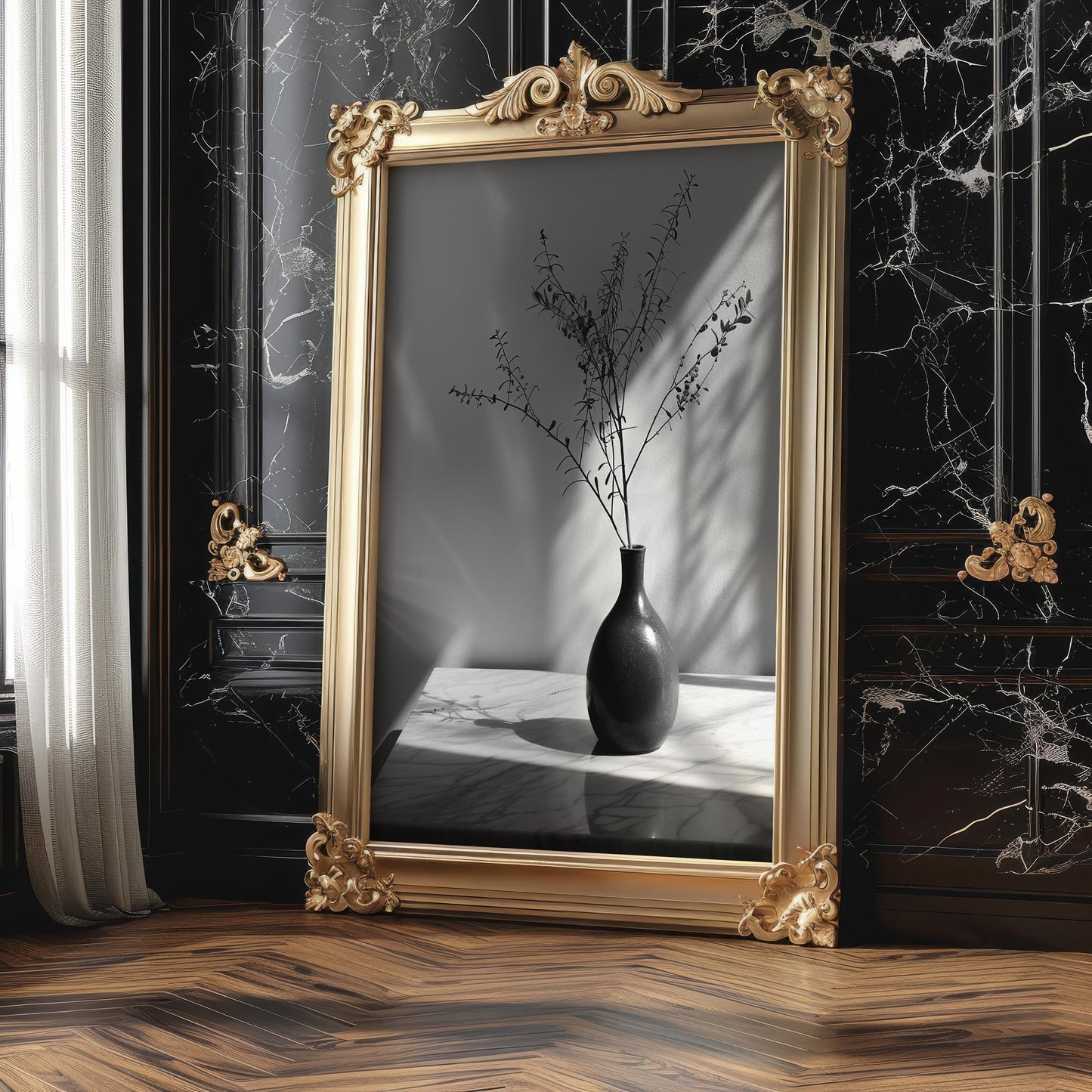 Minimal Wall Art Minimalist Botanical Print | Black and White Vase Photography wall art print, minimalist black and white poster, modern Scandinavian wall decor, Monohaus