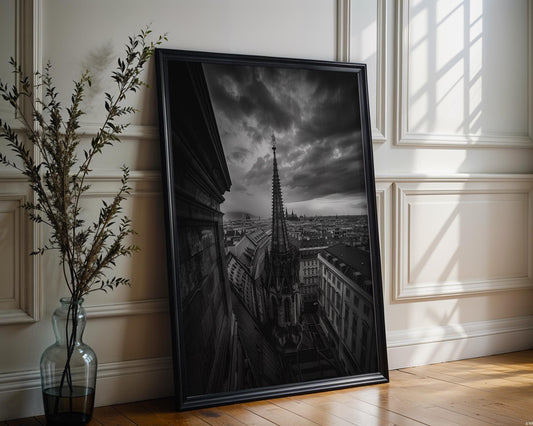 World Landmark | Vienna Gothic Cathedral Print | Black and White Architecture Photography wall art print, black and white architectural poster, minimalist modern Scandinavian wall decor, Monohaus