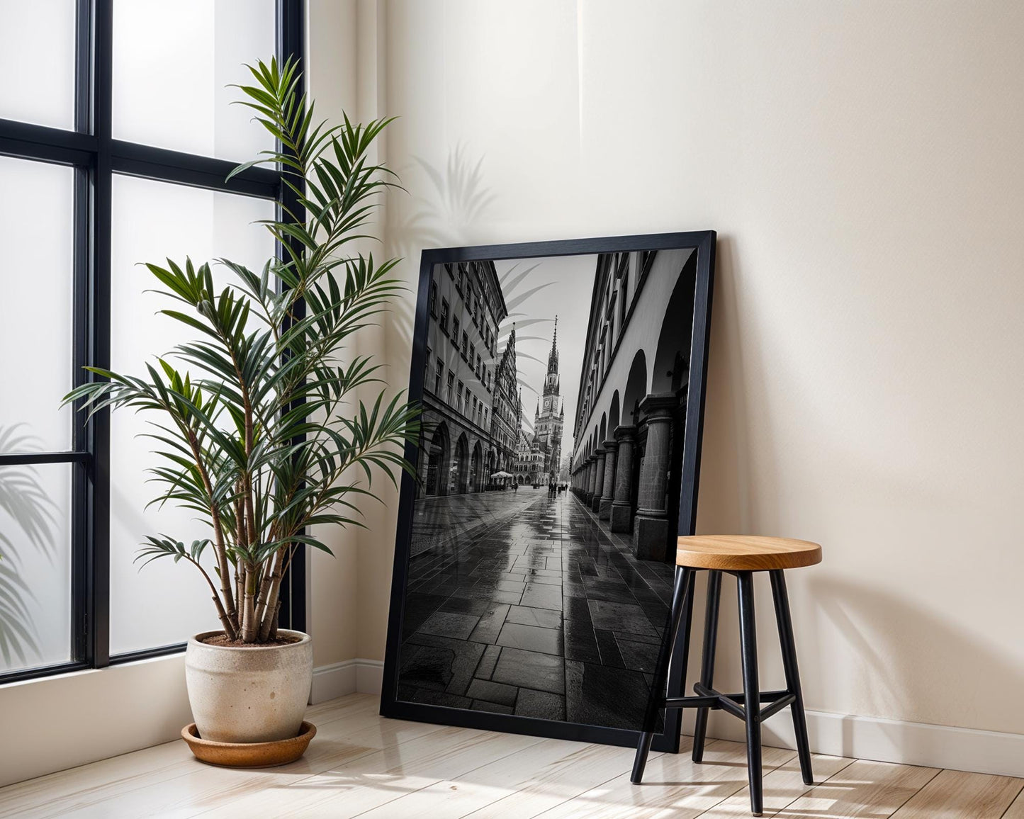 World Landmark | Munich Marienplatz Print | Black and White Architecture Photography