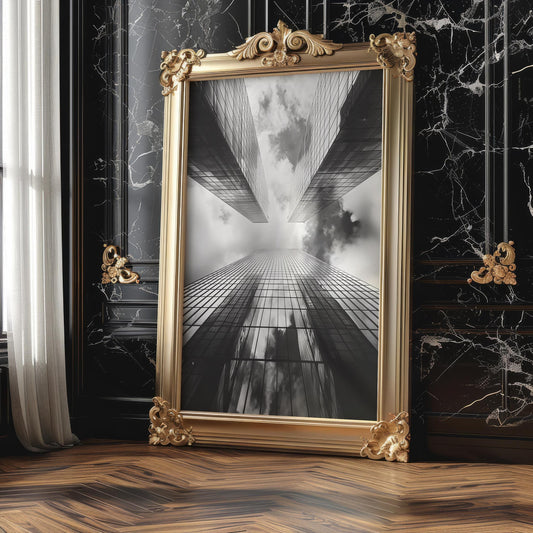 Urban Photography | Abstract Skyscraper Building Print | Minimal City Wall Art wall art print, black and white architectural poster, minimalist modern Scandinavian wall decor, Monohaus