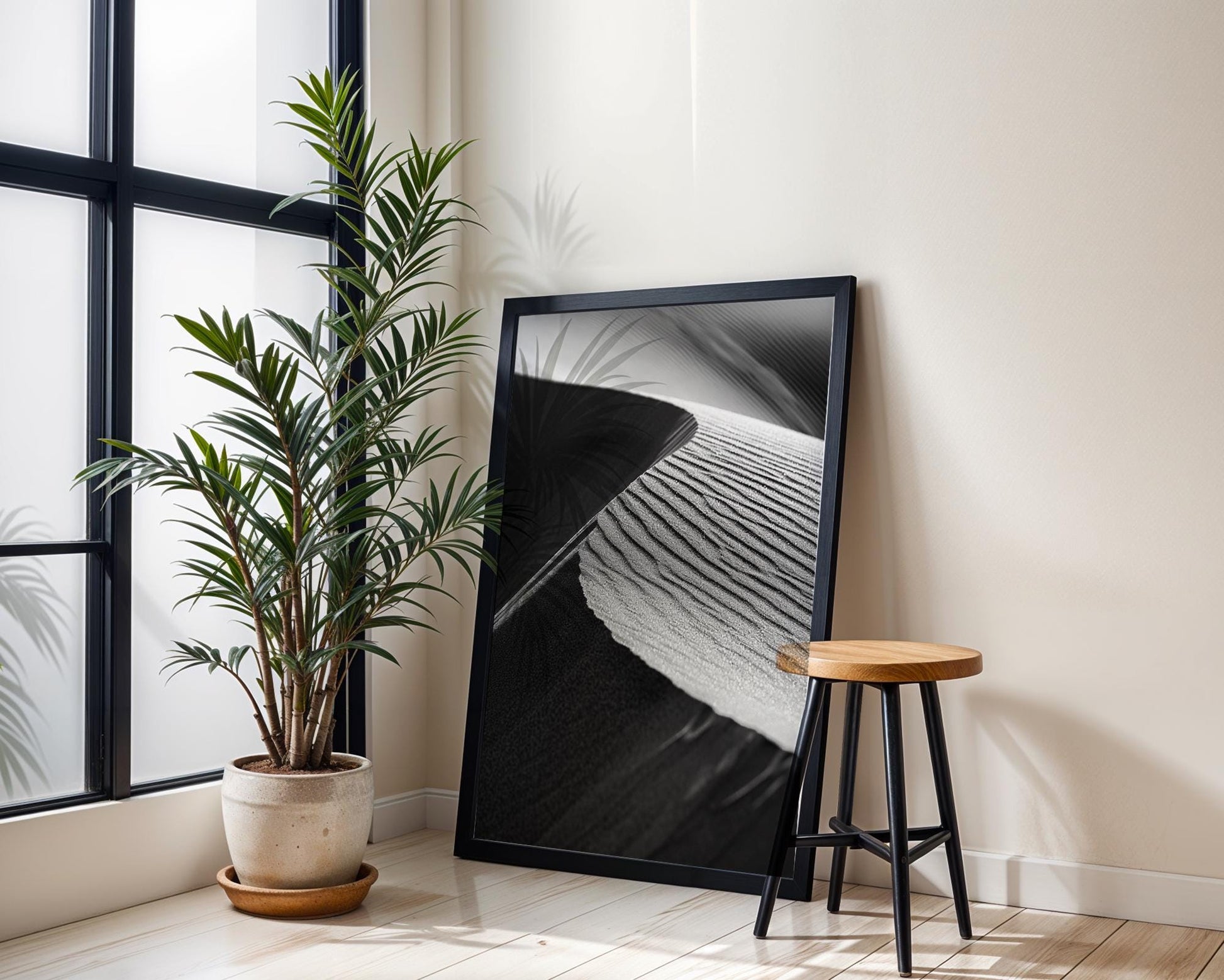 Botanical Photo | Abstract Sand Dune Print | Minimalist Black & White Landscape abstract wall art print, geometric minimalist poster, modern Scandinavian decor, Monohaus