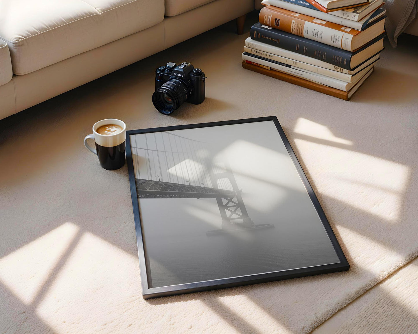 World Landmark | Golden Gate Bridge Fog Print | San Francisco Black and White Photography