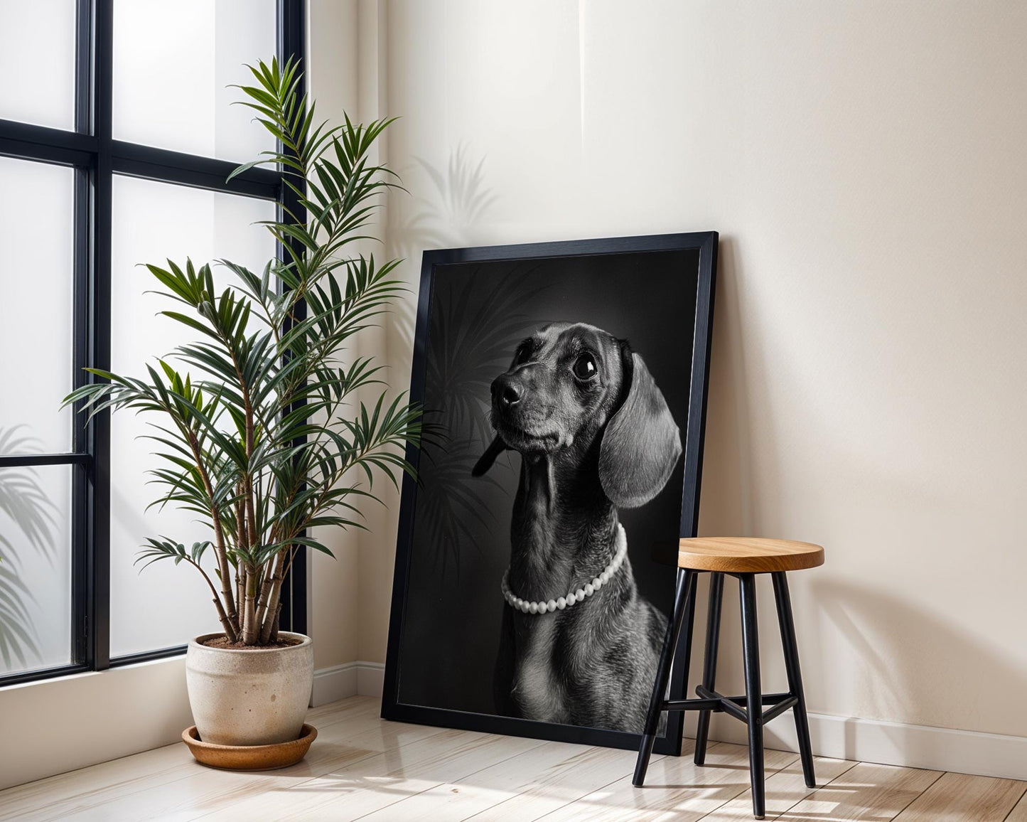 Dog Photography Dachshund Pet Print | Animal Poster Black & White wall art print, minimalist black and white poster, modern Scandinavian wall decor, Monohaus