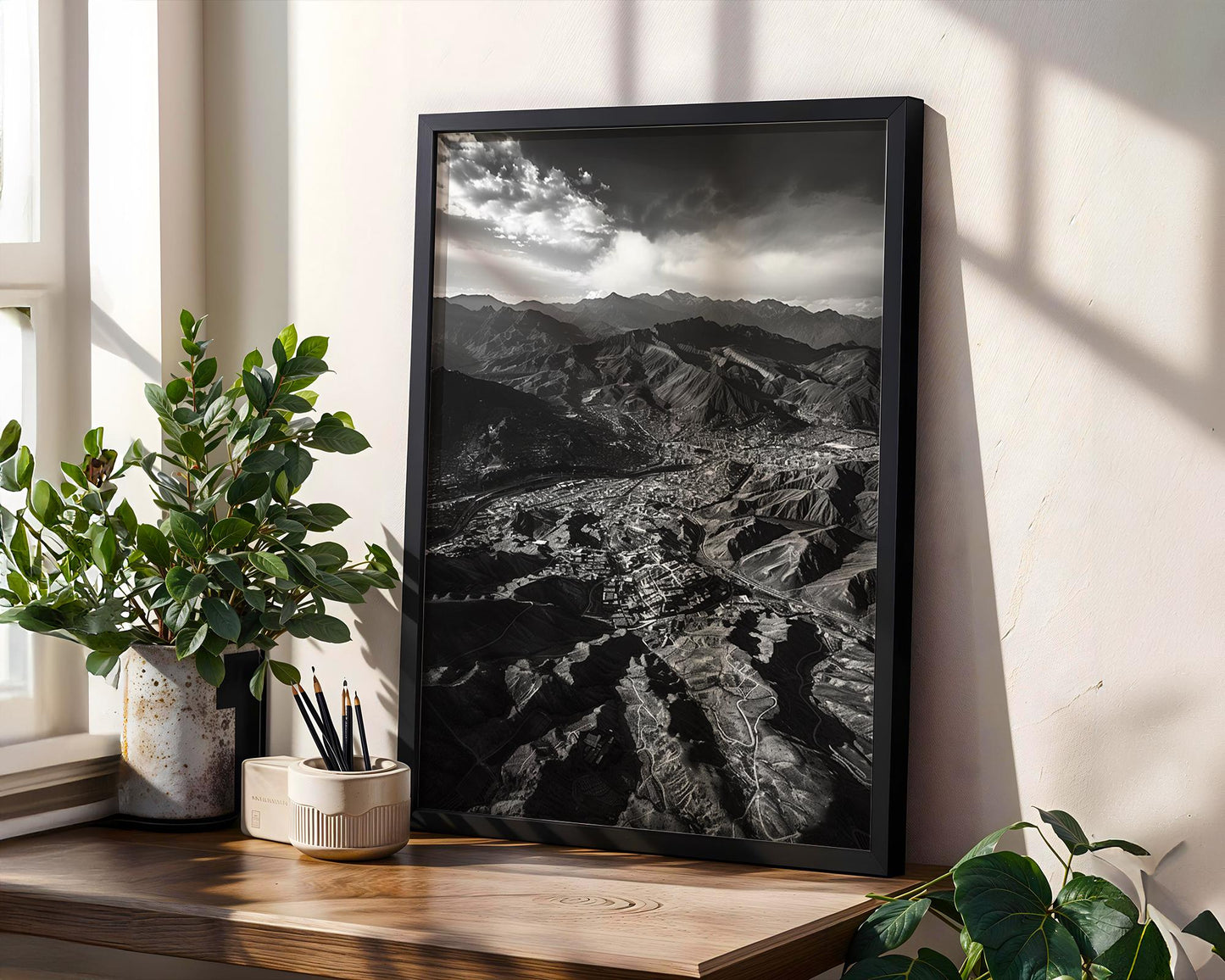 World Landmark | La Paz Bolivia Photography Print | Black and White Mountain Cityscape Wall Art