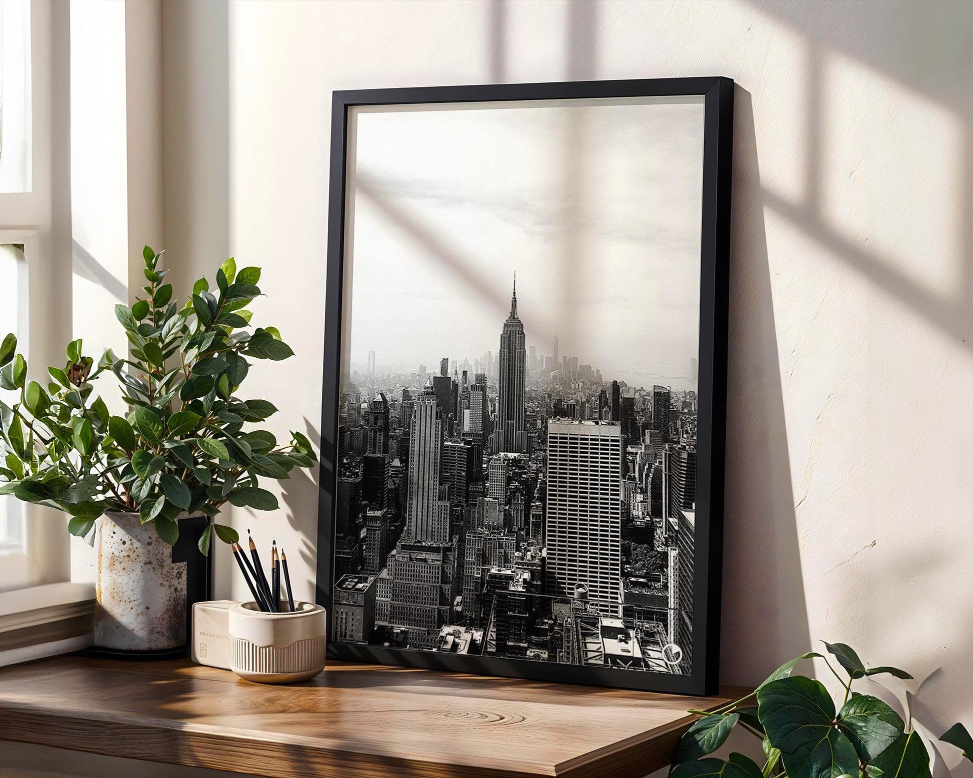 Designer Wall Art | Empire State Building Print | Black & White NYC Skyline Photography wall art print, black and white architectural poster, minimalist modern Scandinavian wall decor, Monohaus