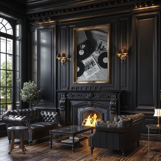 Designer Wall Art | Vinyl Record Player Photography | Black & White Music Poster wall art print, minimalist black and white poster, modern Scandinavian wall decor, Monohaus