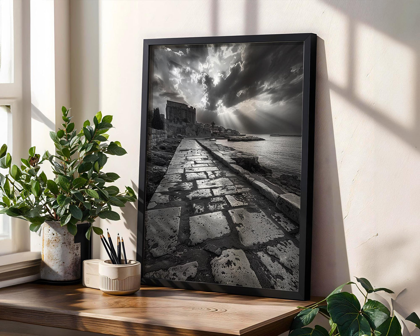 World Landmark | Dubrovnik Croatia Print | Black and White Seaside Architecture wall art print, black and white architectural poster, minimalist modern Scandinavian wall decor, Monohaus