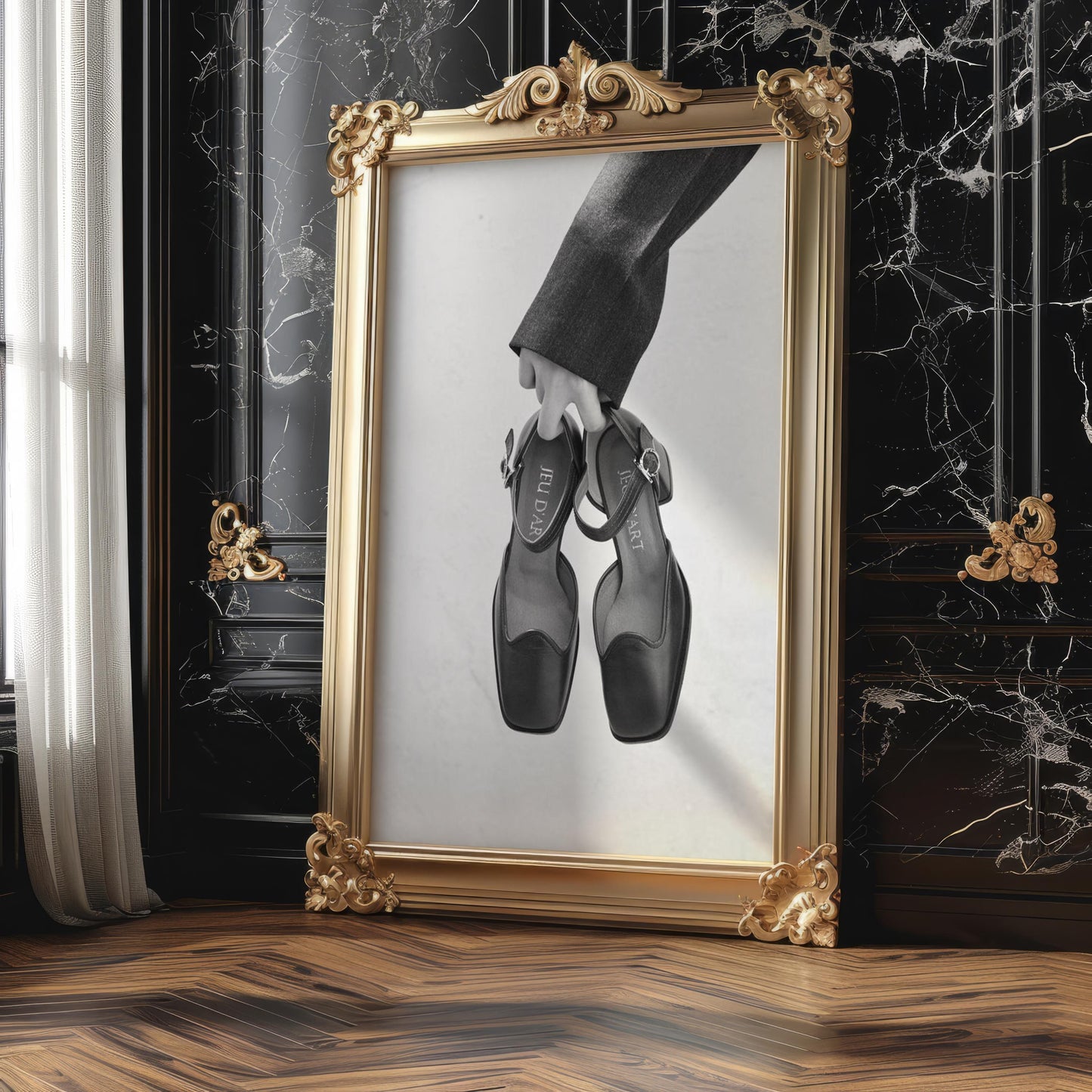 Designer Wall Art | Black and White Shoe Print | Minimalist Fashion Photography wall art print, minimalist black and white poster, modern Scandinavian wall decor, Monohaus