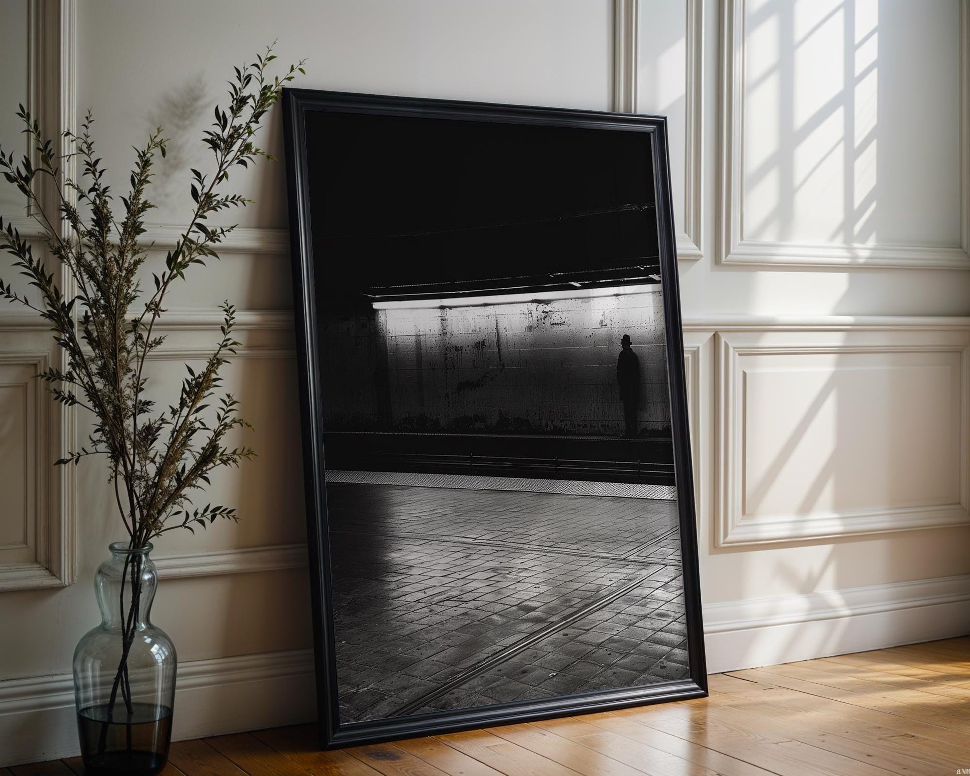 Minimal Wall Art The Watcher | Black and White Subway Photography wall art print, black and white architectural poster, minimalist modern Scandinavian wall decor, Monohaus