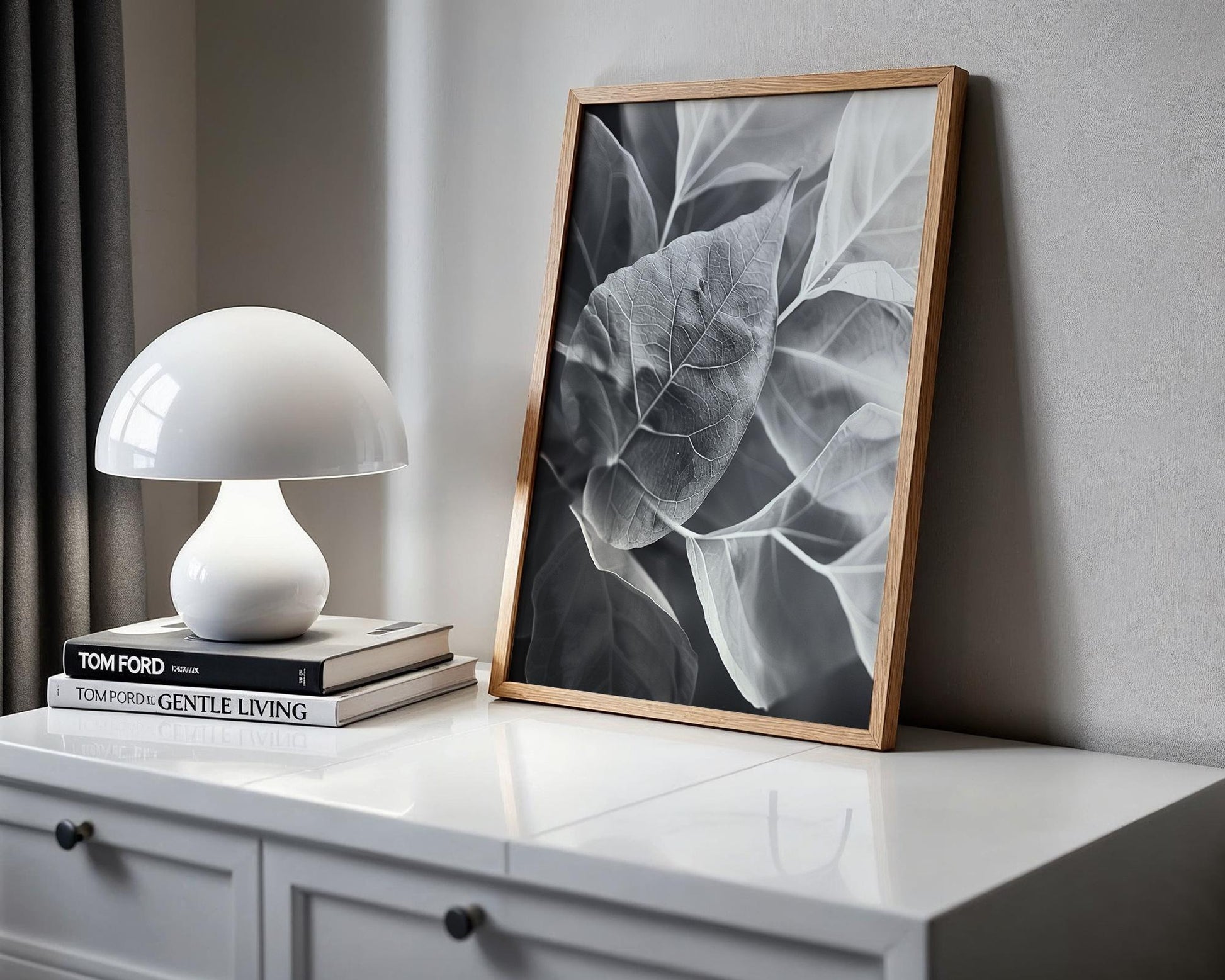 Botanical Photo | Abstract Leaf Macro Photography Print | Black & White Minimal abstract wall art print, geometric minimalist poster, modern Scandinavian decor, Monohaus