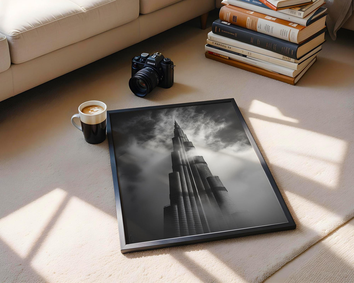 World Landmark | Burj Khalifa Black and White Photography Print | Dubai Skyline Poster wall art print, minimalist black and white poster, modern Scandinavian wall decor, Monohaus