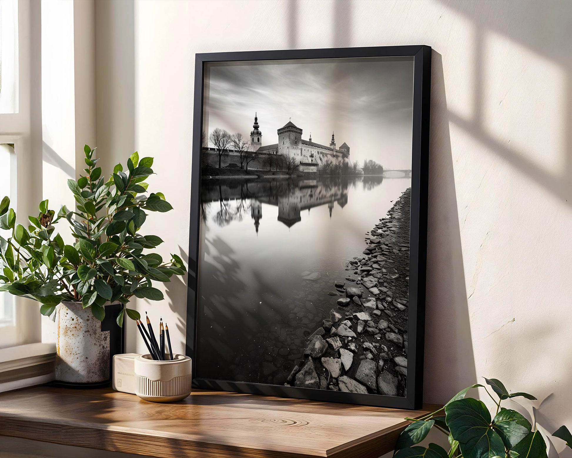 World Landmark | Krakow Castle Photography Print | Black and White Architecture Wall Art wall art print, black and white architectural poster, minimalist modern Scandinavian wall decor, Monohaus