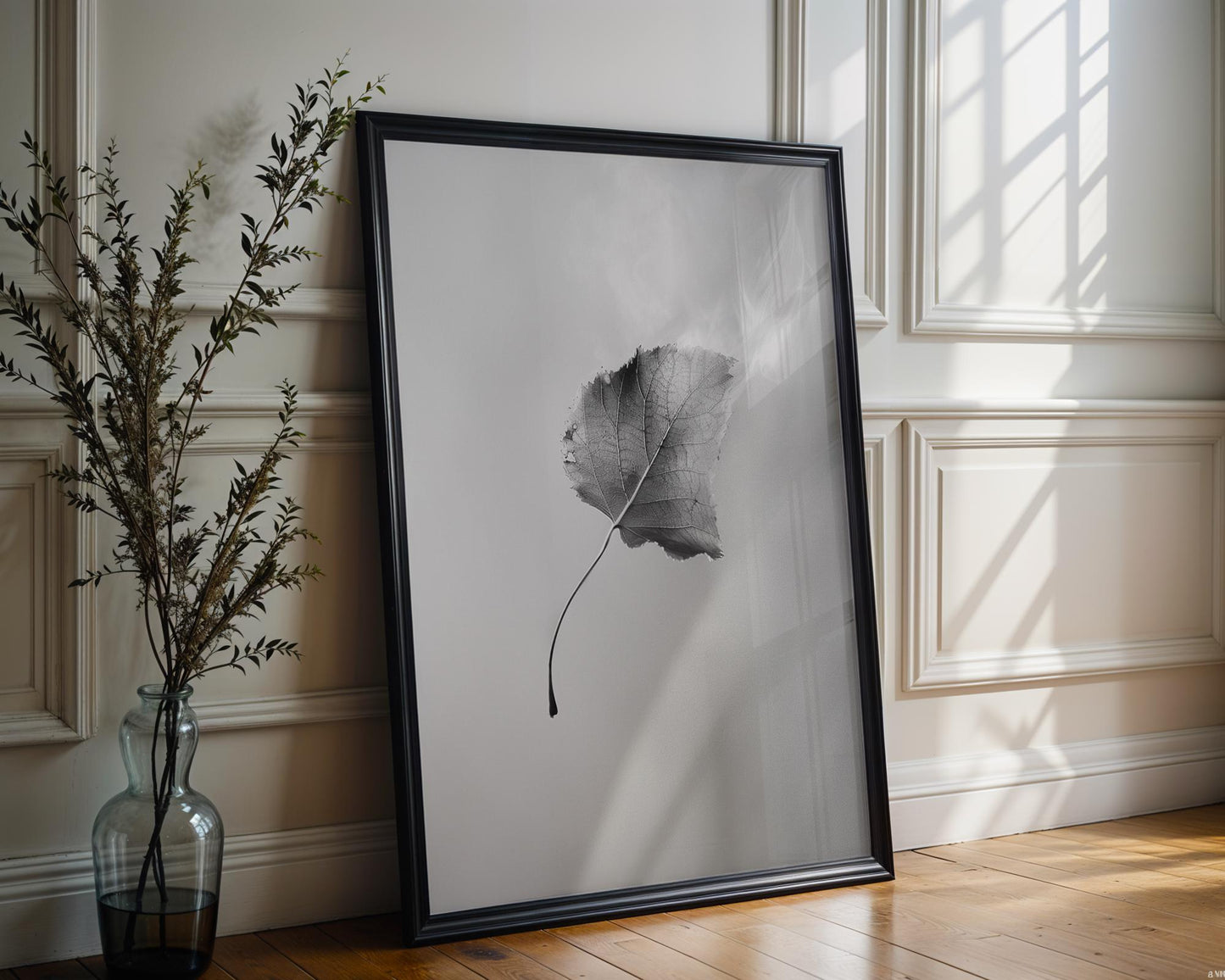 Botanical Photo | Abstract Leaf Macro Photography Print | Black & White Minimal abstract wall art print, geometric minimalist poster, modern Scandinavian decor, Monohaus